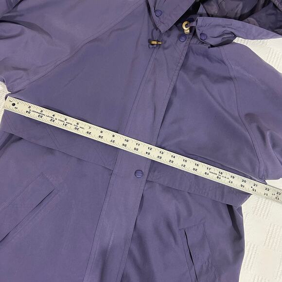 Bean Coat Womens Petite Medium Purple Hooded Long Rain Trench Jacket Waterproof - Picture 11 of 11